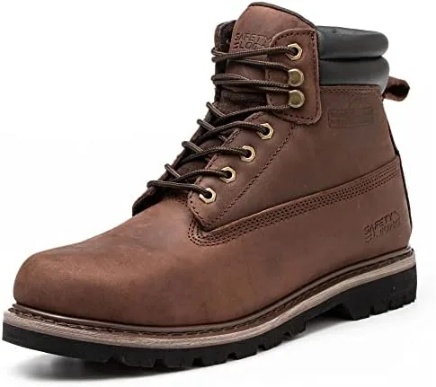 safety loong steel toe work boots for men 6 inch non slip comfortable leather waterproof industrial construction safety workboots 105